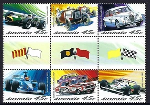 2002 Australia SG# 2175/80 Motor Racing Centenary gutter block of 6 mint MUH MNH - Picture 1 of 1