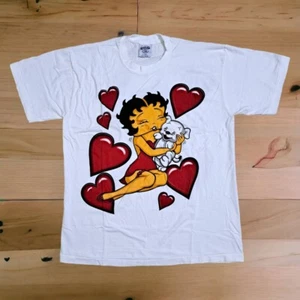 Betty Boop t shirt Cartoon in love vintage style size XL Reprint White - Picture 1 of 10