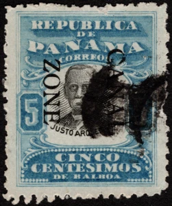 Canal Zone Stamp Scott # 24 Used F-VF 5 Cents Ultramarine & Black Portrait Issue - Picture 1 of 1