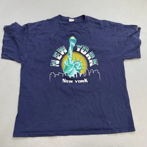 Vintage Y2K Statue Of Liberty Graphic T-Shirt Mens XL New York Destination Tee - Picture 1 of 8