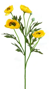 21" Ranunculus Spray, 4 Heads, Artificial Silk Wedding Flowers Fake Faux Stems - Picture 1 of 12