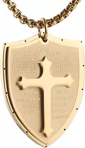 Shield Armor of God Cross Necklace, Faith Ephesians 6:16 Cross Pendant Necklace - Picture 1 of 16