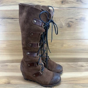 Sorel Joan Of Arctic Wedge Boots 8 Cate The Great Knee High Tall Suede Lace Up - Picture 1 of 10