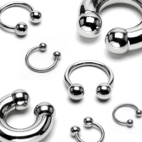 Pair Surgical Steel Circular Horseshoe Barbell with Ball Lip Septum 18G thru 00g - Image 1 of 1
