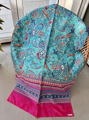 Bassetti Stoff BURANO S1 115x85 Türkis SATIN f Kissen Läufer Quilten Decke Neu