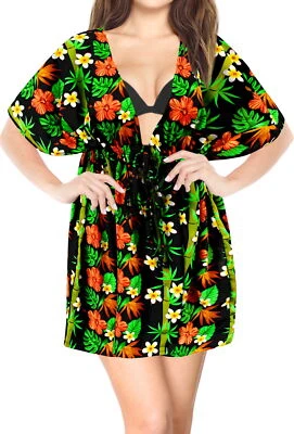 LA LEELA Women's Plus Size Bikini Cover Up Swimwear Caftan US 14-24W Black_C12 - Изображение 1 из 3
