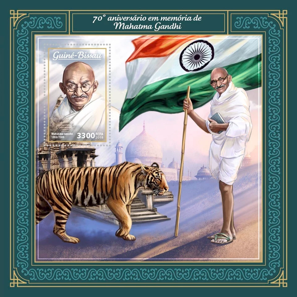Estampillas de Mahatma Gandhi MNH 2018 Guinea-Bissau S/S Foto 1 de 1