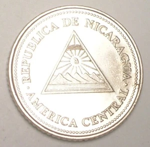 1997 Nicaragua Nicaraguan One 1 Cordoba National Emblem Coin XF+ - Picture 1 of 2