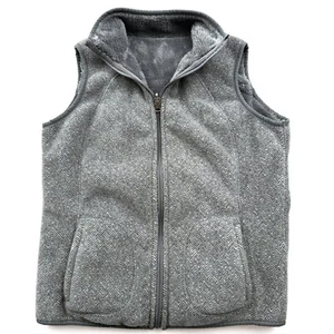 Laura Scott Reversible Herringbone & Fleece Vest Size Medium - Picture 1 of 7