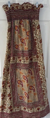 American Rag Sundress Maxi Dress Boho Orange/Rust/Cream Floral Strapless - Изображение 1 из 4