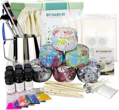 Scented Candle Making Kit 4 Fragrance Oils 800g Beeswax 500ML Melting Pot 4 Jars - Image 1 of 4