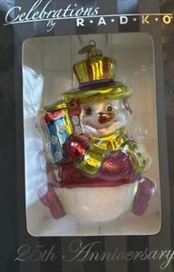 Sammler Christopher Radko 25th Anniversary Glas Schneemann Weihnachtsschmuck - Bild 1 von 12