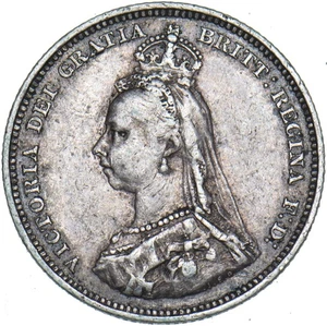 1887 Shilling - Victoria British Silver Coin - Nice - Bild 1 von 2