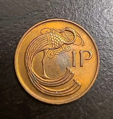 1980 Ireland Eire 1 Penny Coin, Stylized Bird  - Image 1 of 2