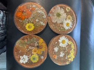 Sottobicchieri autunnali 4 pezzi sottobicchieri autunnali in resina Ringraziamento glitter e lucidi - Foto 1 di 7