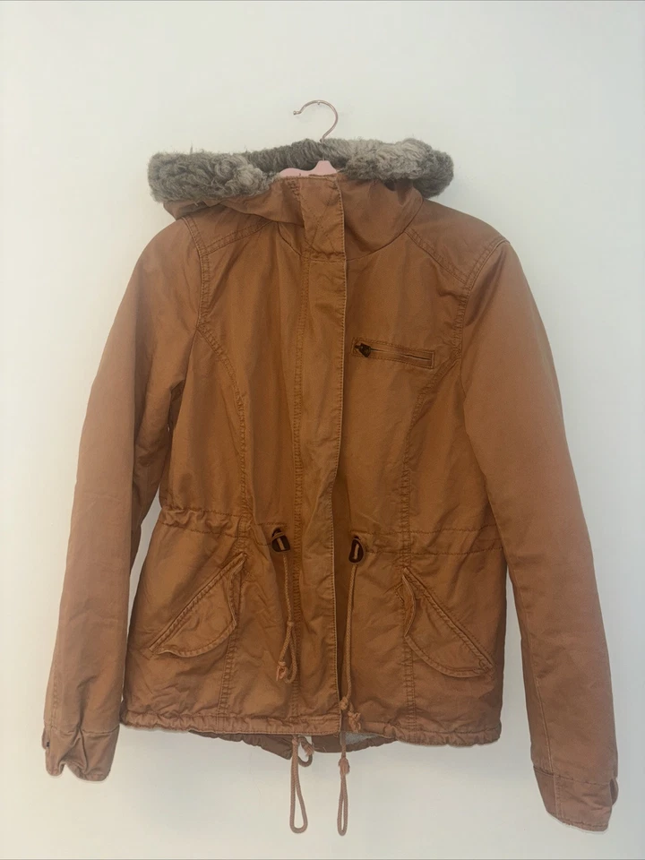 H&M разделенный размер Sm оранжевый искусственного меха ворс с подкладкой парка женщин рыбак открытый Gorp - Изображение 1 из 4