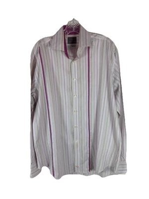 Camisa listrada TD Thomas Dean com botões 100% algodão tamanho G - Imagem 1 de 4