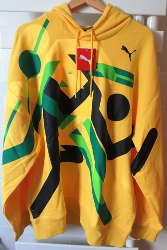 SACAI Felpa con cappuccio uomo PUMA originale taglia XL giamaica gialla cappuccio pullover felpa nuova