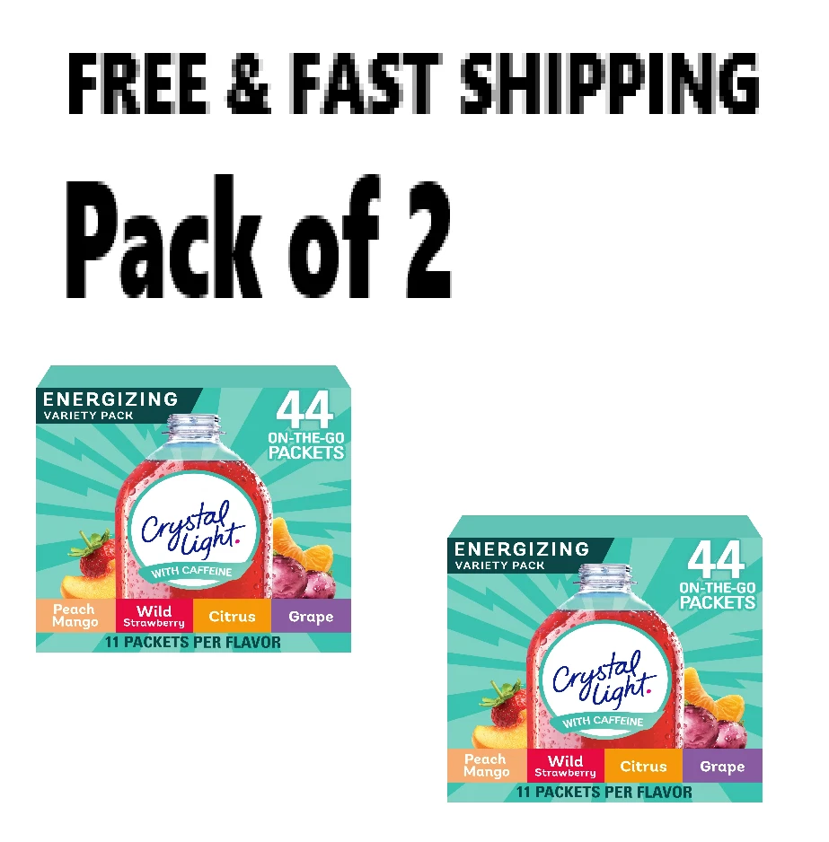 2 pk Crystal Light Energizing Variety Pack, 44 ct On-the-Go Packets