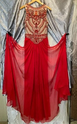 Vestido de desfile vintage Sherri Hill rojo estrás talla 10 COMO ESTÁ Foto 1 de 4