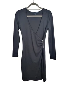 French Connection Black Wrap Dress - Women's Elegant Long Sleeve, Size S - Picture 1 of 3