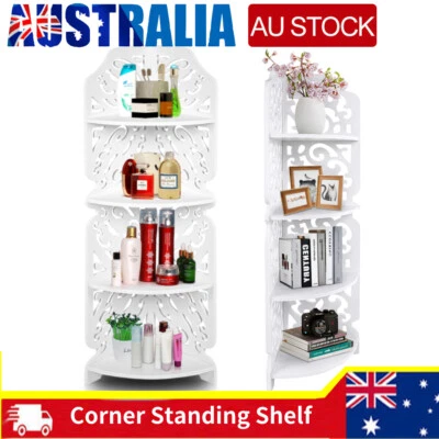 Wood-plastic 4 Tier Corner Bath Shelf Stand Rack Storage Organizer Bookcase AU - image 1 of 4