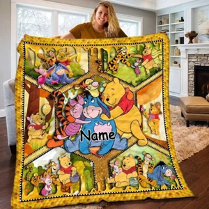 Personalized Pooh Bear And Friends Winnie The Pooh Sofa BLANKET Best Price - Picture 1 of 2