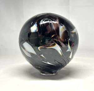 Pyromania Art Glass Studio Oregon Float 6" Signed 2009 Purple Swirl Handblown - Picture 1 of 14