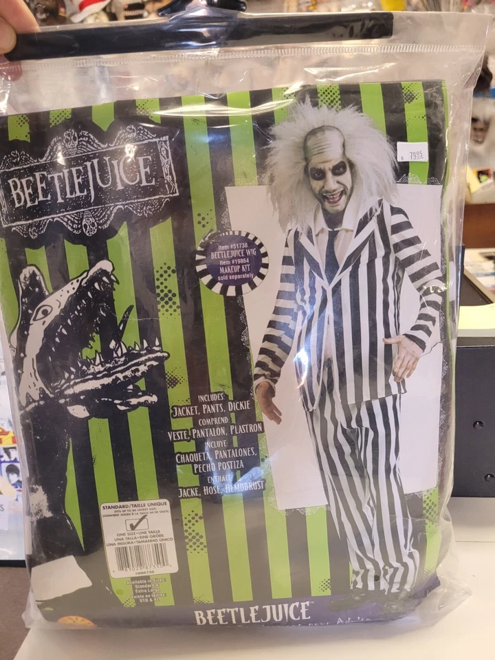 Beetlejuice Costume Black/white Standard Halloween Party Dress up Evil Clown