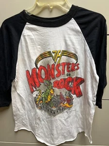 T-shirt vintage anni '80 1988 Van Halen Band Raglan Monsters of Rock Tour taglia XL - Foto 1 di 5