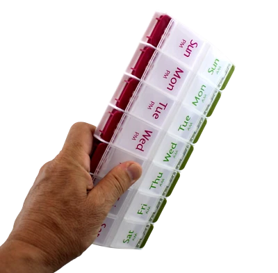 Jumbo Extra Large 8" x 4.25" Pill Organizer 7 Day 2 Times a Day Weekly Pill Box  - Image 1 of 4