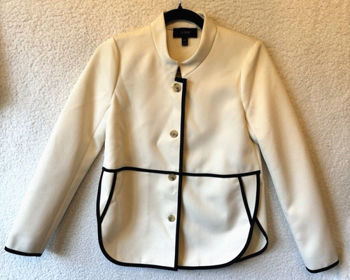 OFF WHITE Blazer J.Crew taglia 00 giacca twill punta panna bianco sporco colletto mandarino tasche