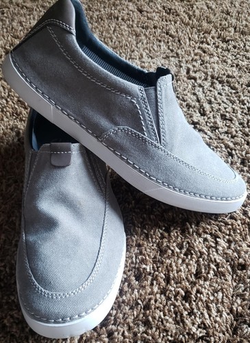 Scarpe Clarks slip on sabbia beige uomo taglia 9 mocassini nautica casual tela senza cravatta