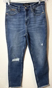 Judy Blue Jeans Women 7/28 Stretch Boyfriend Fringe Hem Howdy Embroidered Seam - Bild 1 von 14