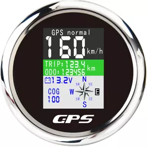 85mm Black Digital GPS Speedometer Odometer Gauge Waterproof for Boat Car 12V - Picture 1 of 12