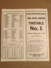 Chicago & North Western Time Table No. 1 June 1 1967 Twin Cities