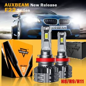 AUXBEAM H11 H9 H8 LED Headlight Bulb Xenon White Beam+CANBUS Kit 110W High Power - Picture 1 of 12