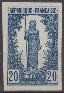 CONGO FRANCAIS : ESSAI SUR PAPIER MINCE N° 33 NEUF TOUJOURS SANS GOMME - Picture 1 of 2