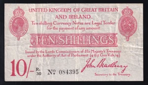GREAT BRITAIN P-348 a. (1915) 10 Shillings - Bradbury.. George V Portrait.. aVF - Picture 1 of 2