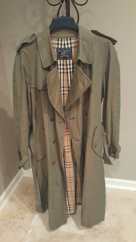 Raro trench uomo Burberry vintage made in England oliva plaid US44 grande EU54L