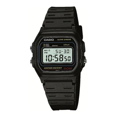 Herrenuhr Damenuhr CASIO W-59-1V Chrono Digital Weckfunktion Silikon Schwarz - Bild 1 von 3