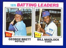 GEORGE BRETT royals BILL MADLOCK batting leaders 1977 TOPPS #1 VG-EX+ NO CREASES