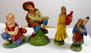 Vintage Lot 4 Terrakotta Keramik Männer Frauen Landleute Figuren Retro Deko - Bild 1 von 18