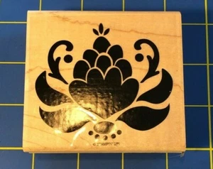 Stampin' Up! Timbro grande ornato in legno con fiori supporto in gomma ritirato - Foto 1 di 7