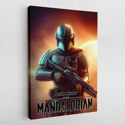Leinwandbild Poster Acryl Glas Pop-Art Star Wars Mandolorian Film Wandkunst Deko - Bild 1 von 4