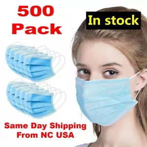Disposable 3-Ply Non-Medical Earloop Mouth Cover Face Mask with Box 500 Pcs - Picture 1 of 8