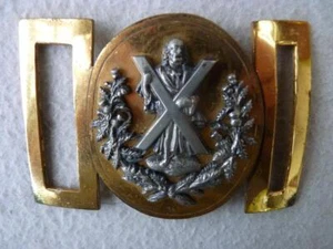 VICTORIAN SCOTTISH OFFICERS DIRK BELT BUCKLE - CAMERON HIGHLANDERS - Picture 1 of 1