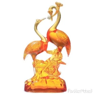 Chinese Liu Li Crystal Crane Statue Feng Shui Decor - Picture 1 of 7