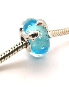 🩷Ciondolo Delfino Mare Murano Vetro Perline Autentico Argento Sterling S925 🩷 - Foto 1 di 9