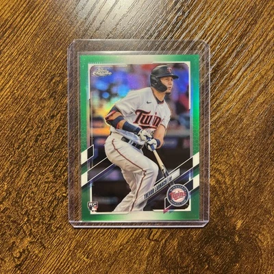 Trevor Larnach Rookie Card Topps Chrome 2021 Green Refractor /75 - Image 1 of 2
